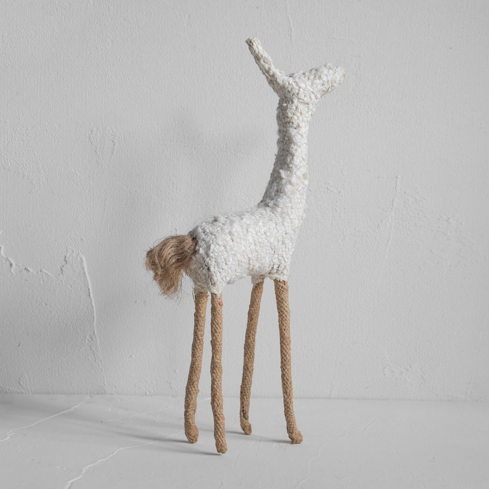 ファブリックアニマル キリン オブジェ （ホワイトブークレ）