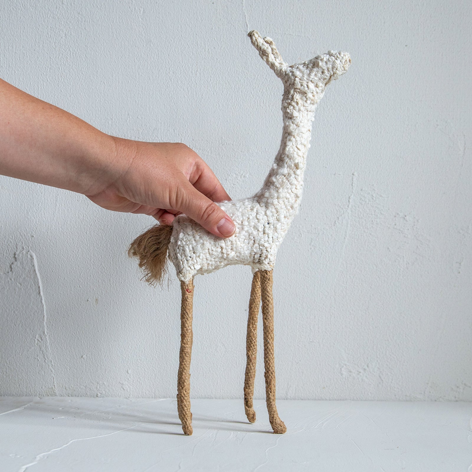 ファブリックアニマル キリン オブジェ （ホワイトブークレ）