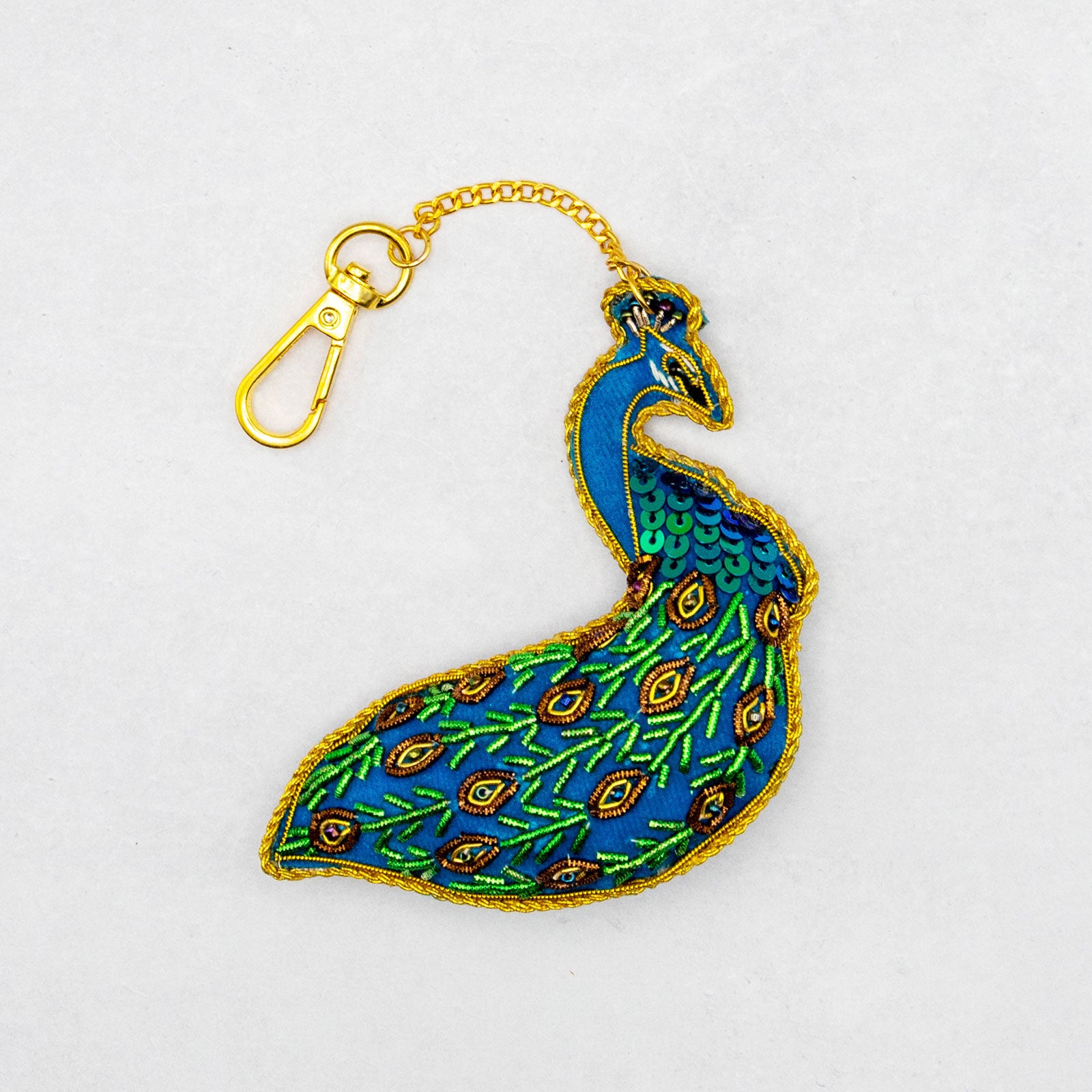 COTTAGE/コテージ　ザリ刺繍 キーホルダー ピーコック