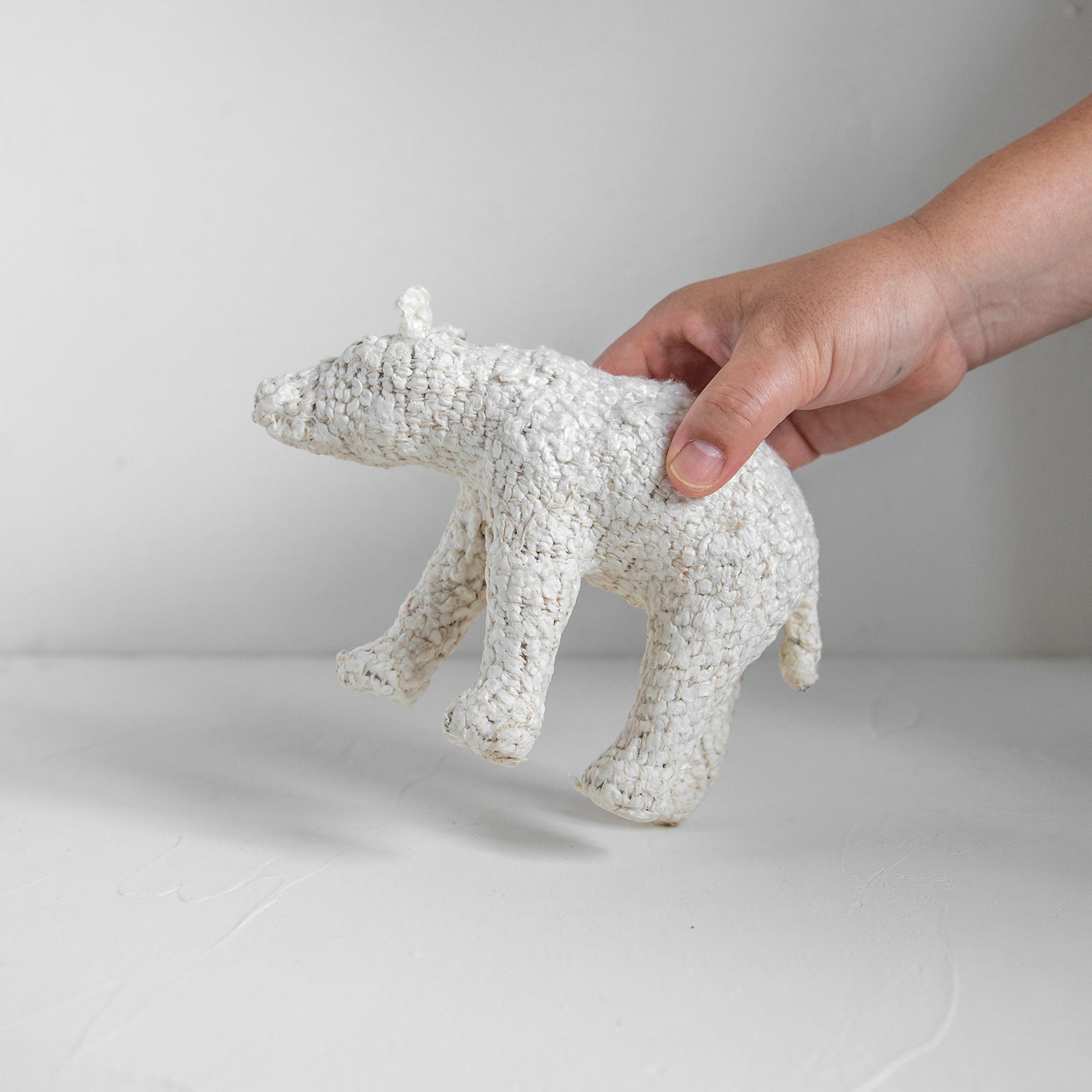 ファブリックアニマル  クマ オブジェ （ホワイトブークレ）