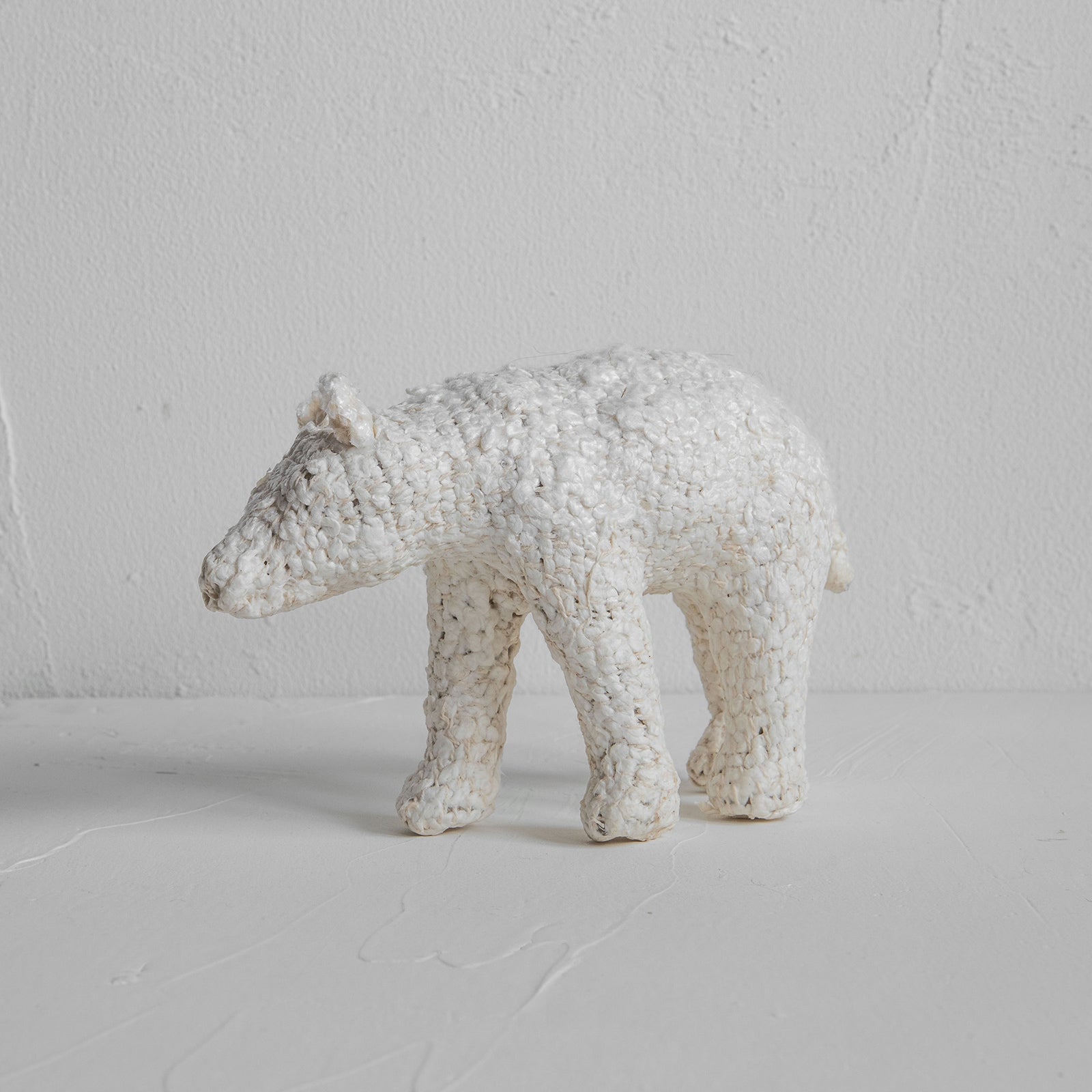 ファブリックアニマル  クマ オブジェ （ホワイトブークレ）