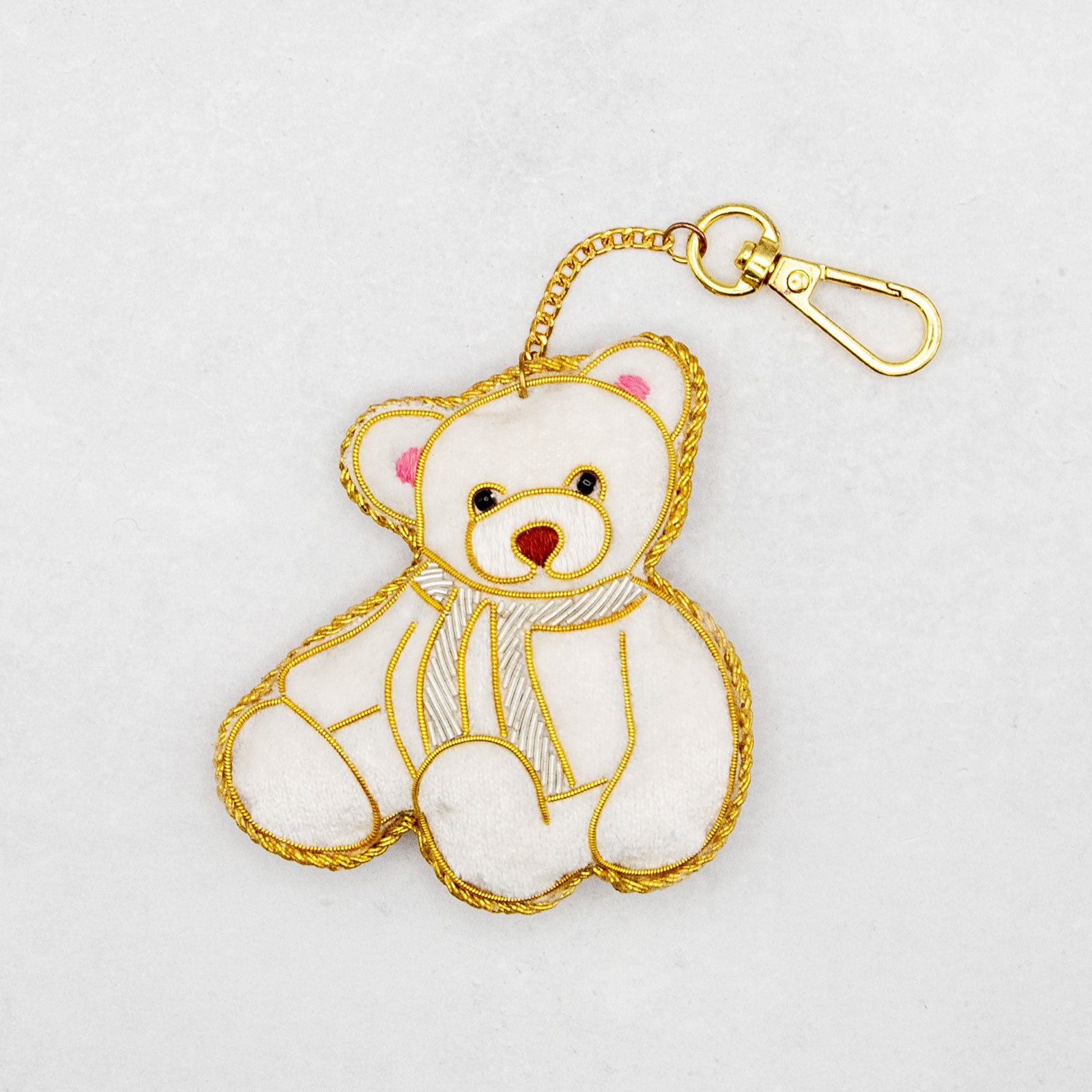 COTTAGE/コテージ　ザリ刺繍 キーホルダー テディベア