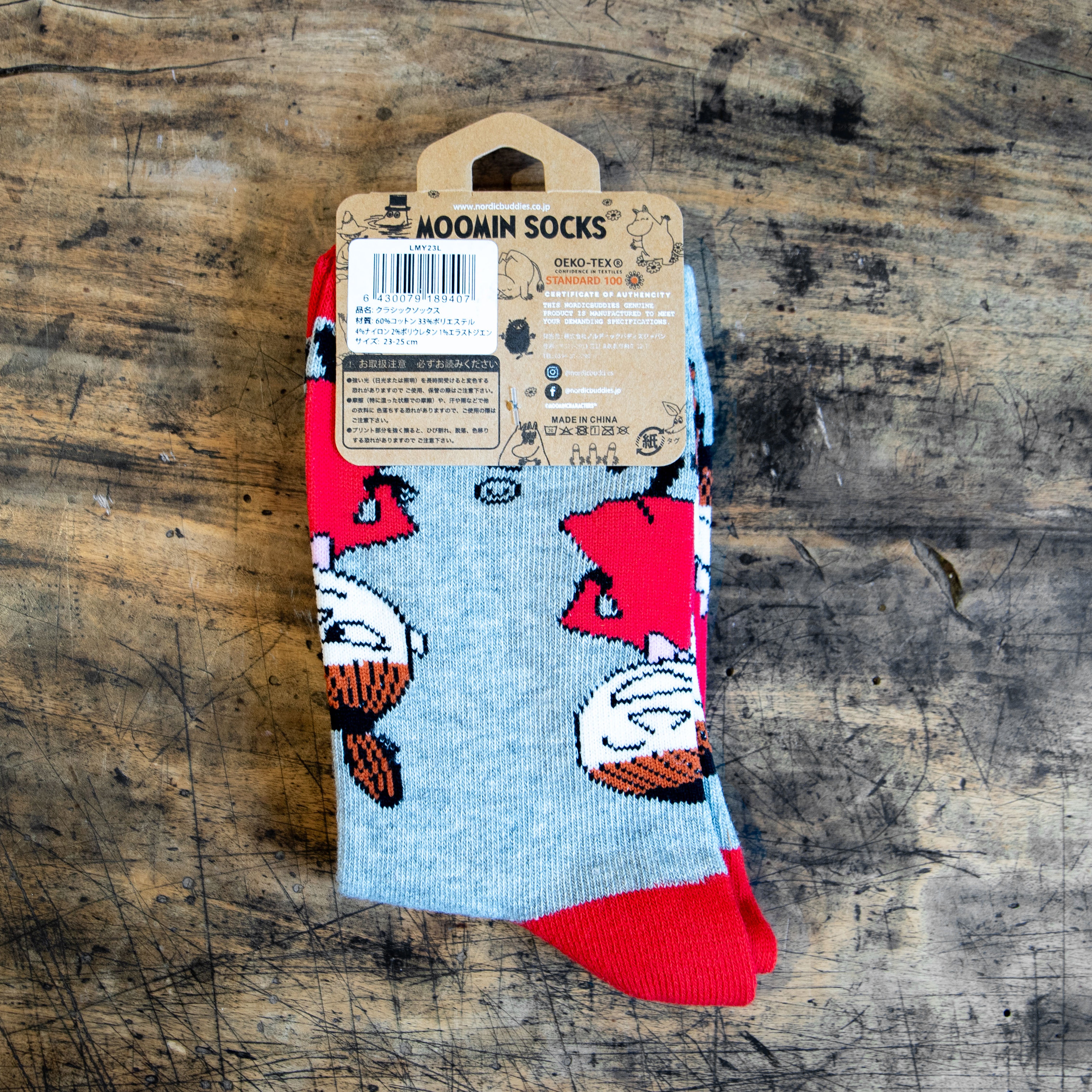Moomin/ムーミン 　レディース クラシック ソックス リトルミイ レッド・グレー