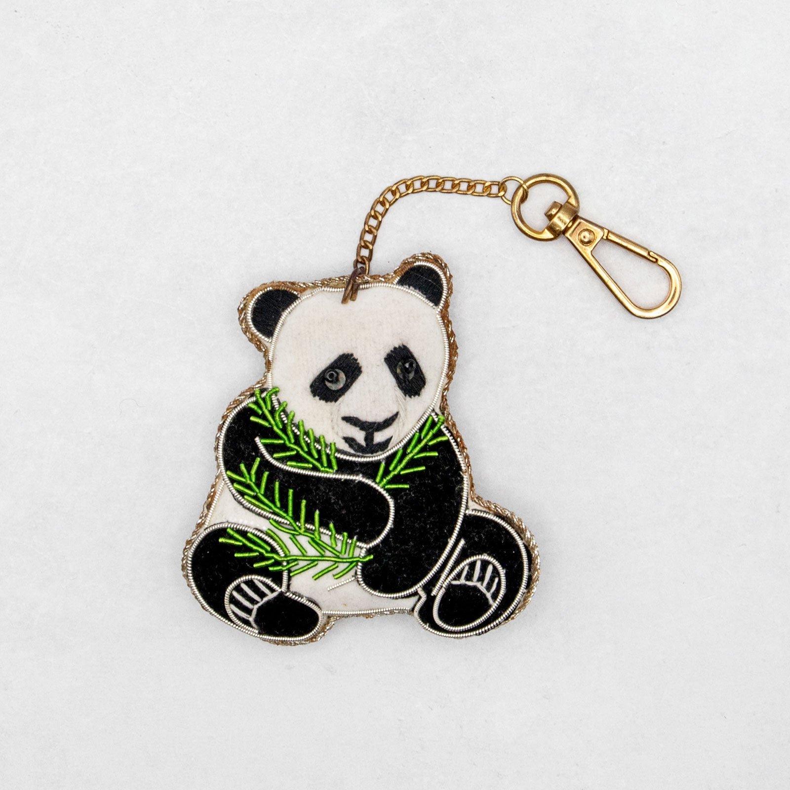 COTTAGE/コテージ　ザリ刺繍 キーホルダー パンダ