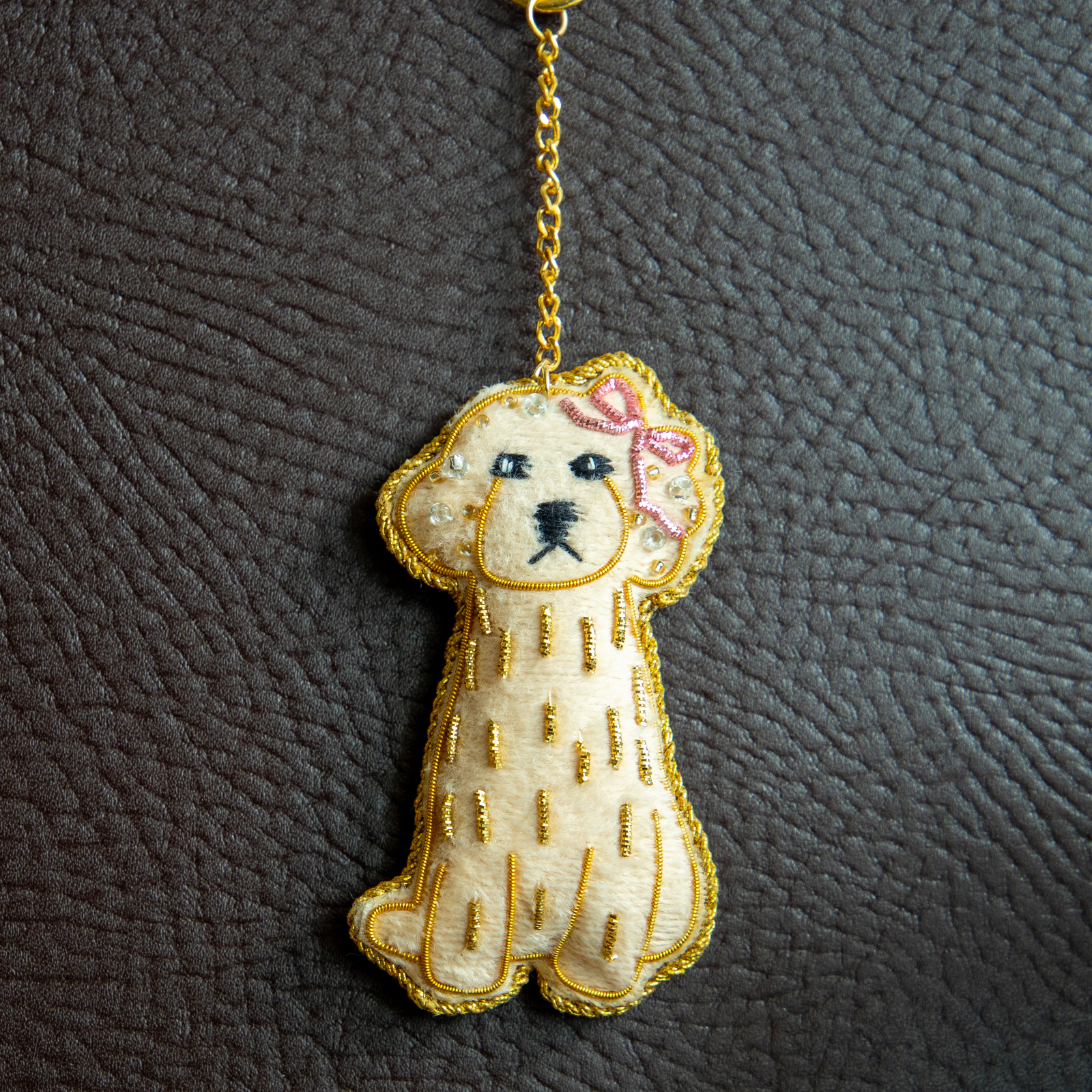 COTTAGE/コテージ　ザリ刺繍 キーホルダー トイプードル