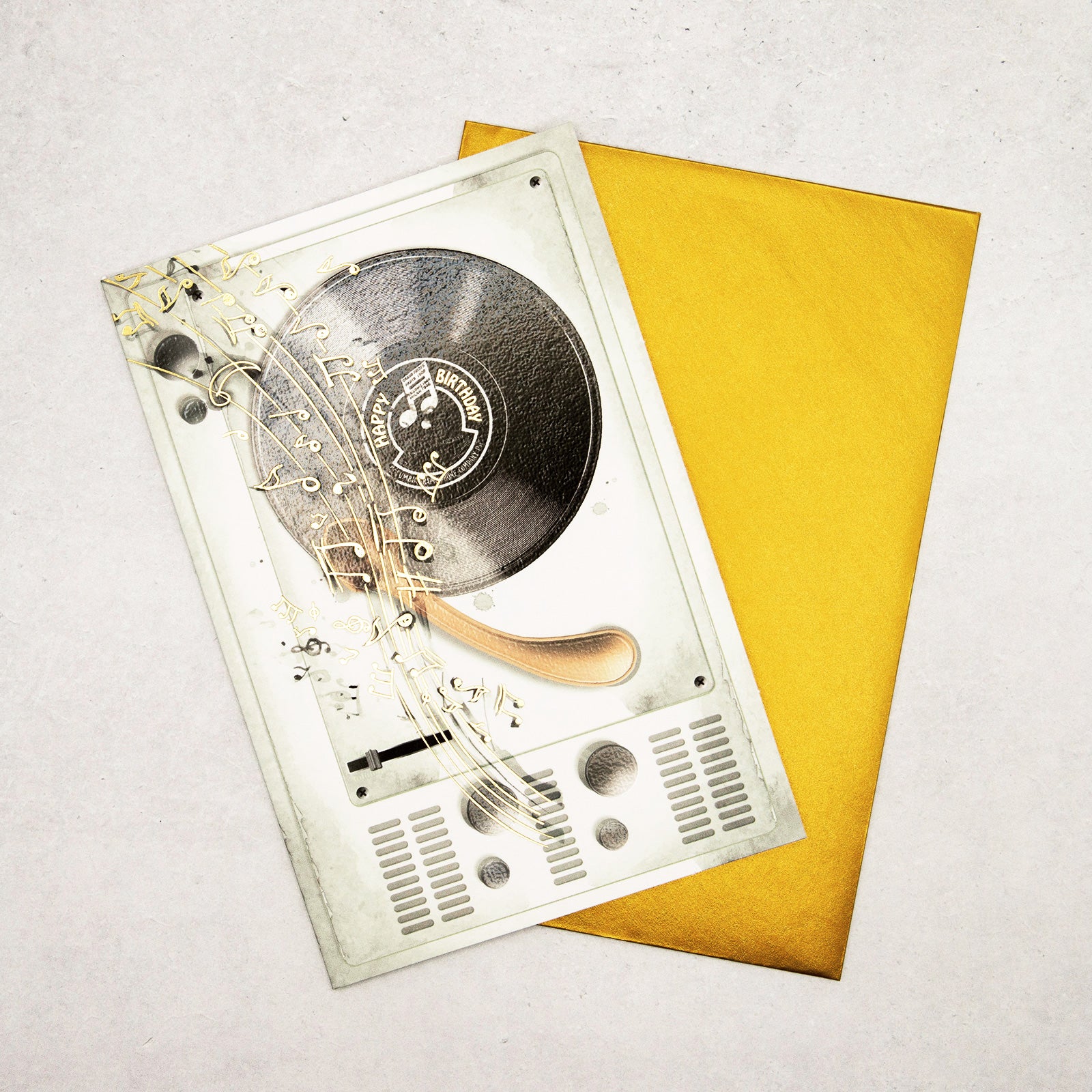 フランス　グリーティング カード　「レコード」　音楽　Happy Birthday
