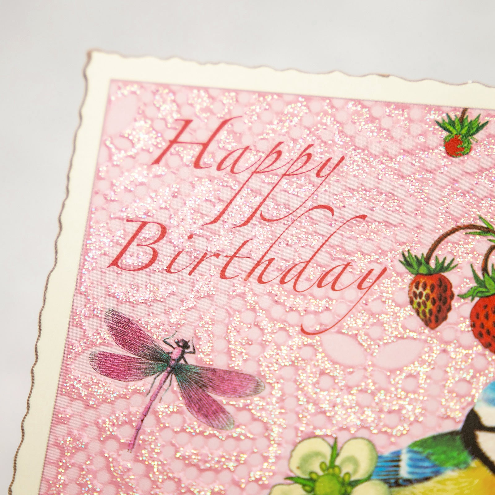 ドイツ　ポストカード ラメ＆ダイカット加工　トリ　Happy Birthday