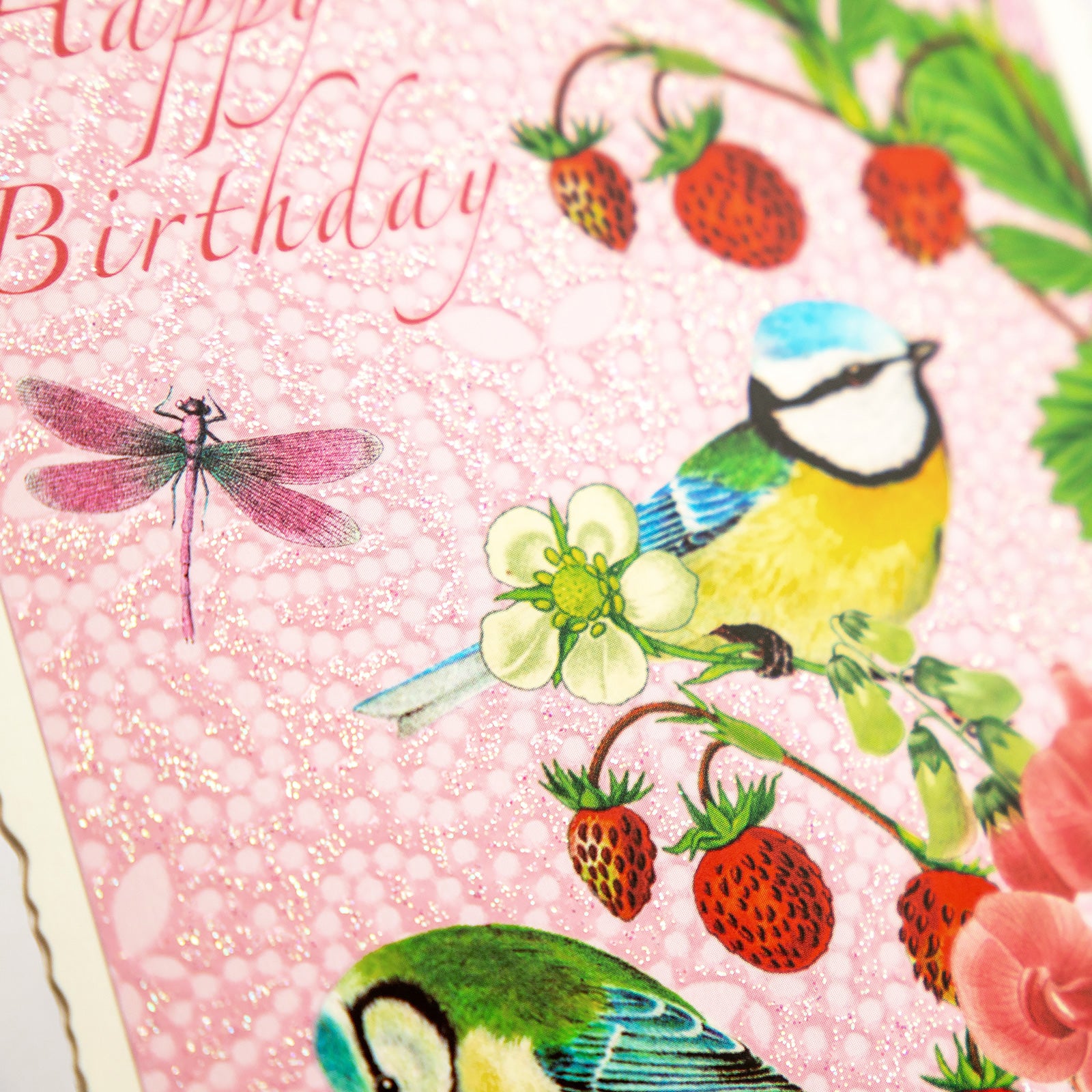 ドイツ　ポストカード ラメ＆ダイカット加工　トリ　Happy Birthday