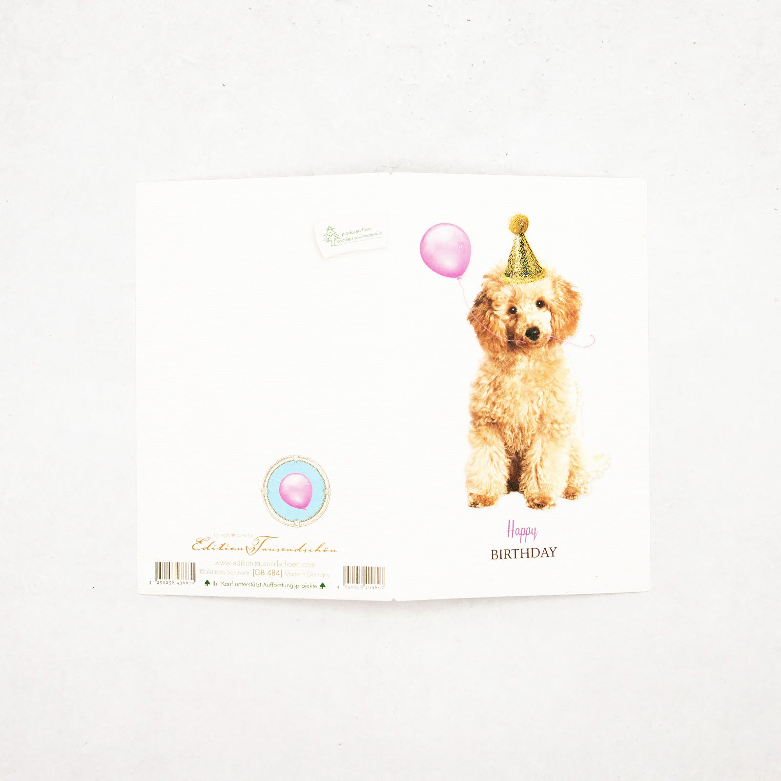 ドイツ　キラキラグリッター　グリーティングカード　dog　Happy Birthday