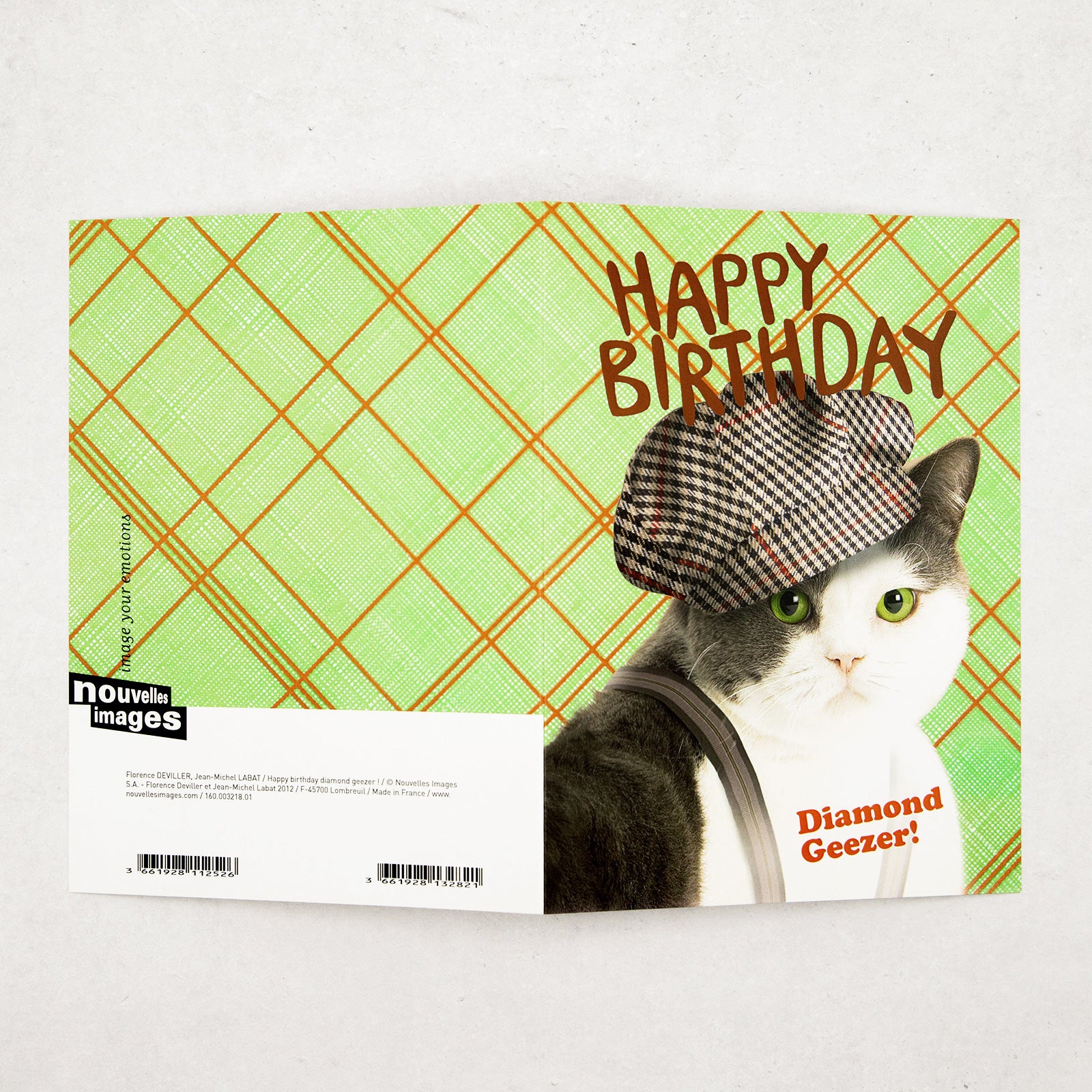 フランス　グリーティングカード　帽子ネコ　Happy Birthday