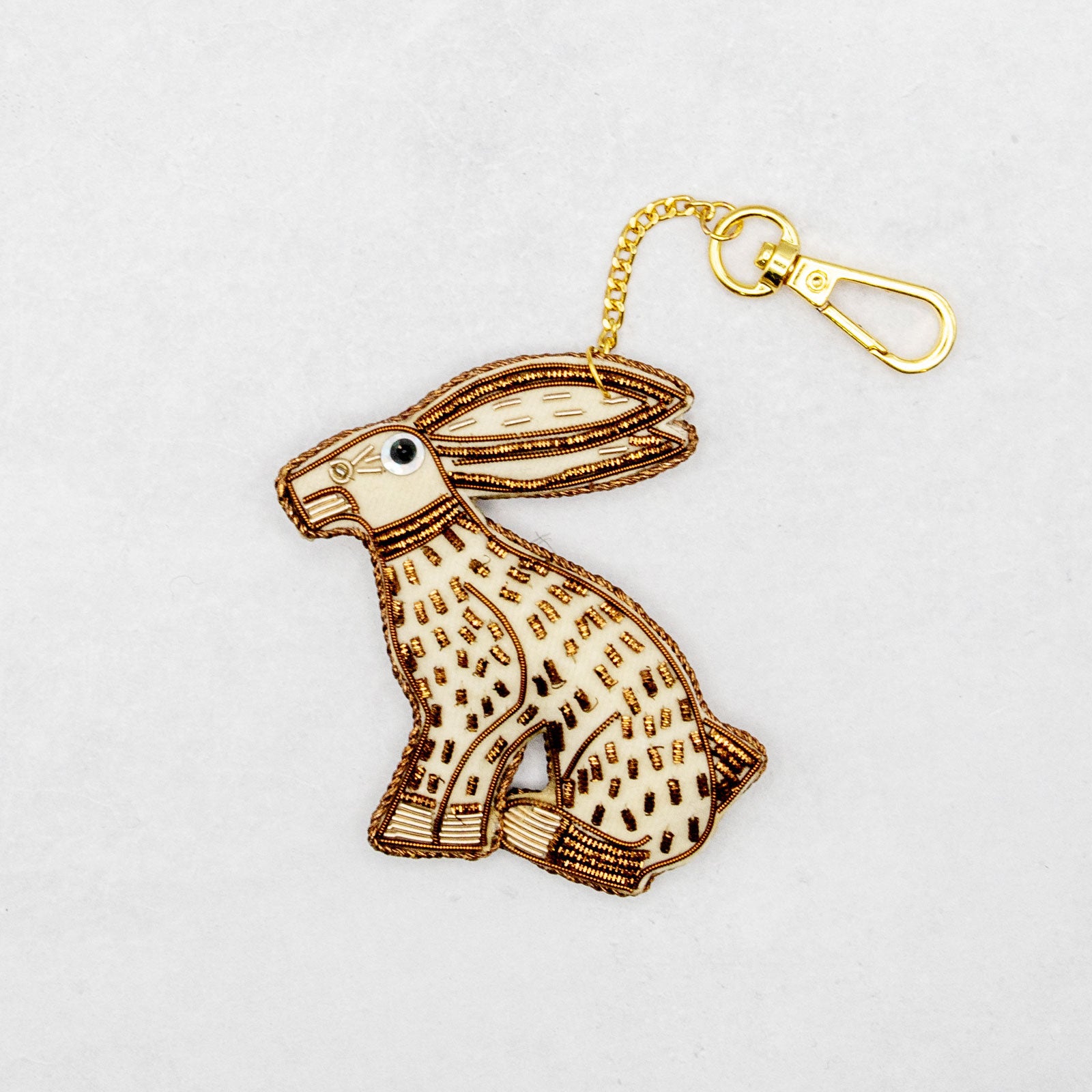 COTTAGE/コテージ　ザリ刺繍 キーホルダー ウサギ