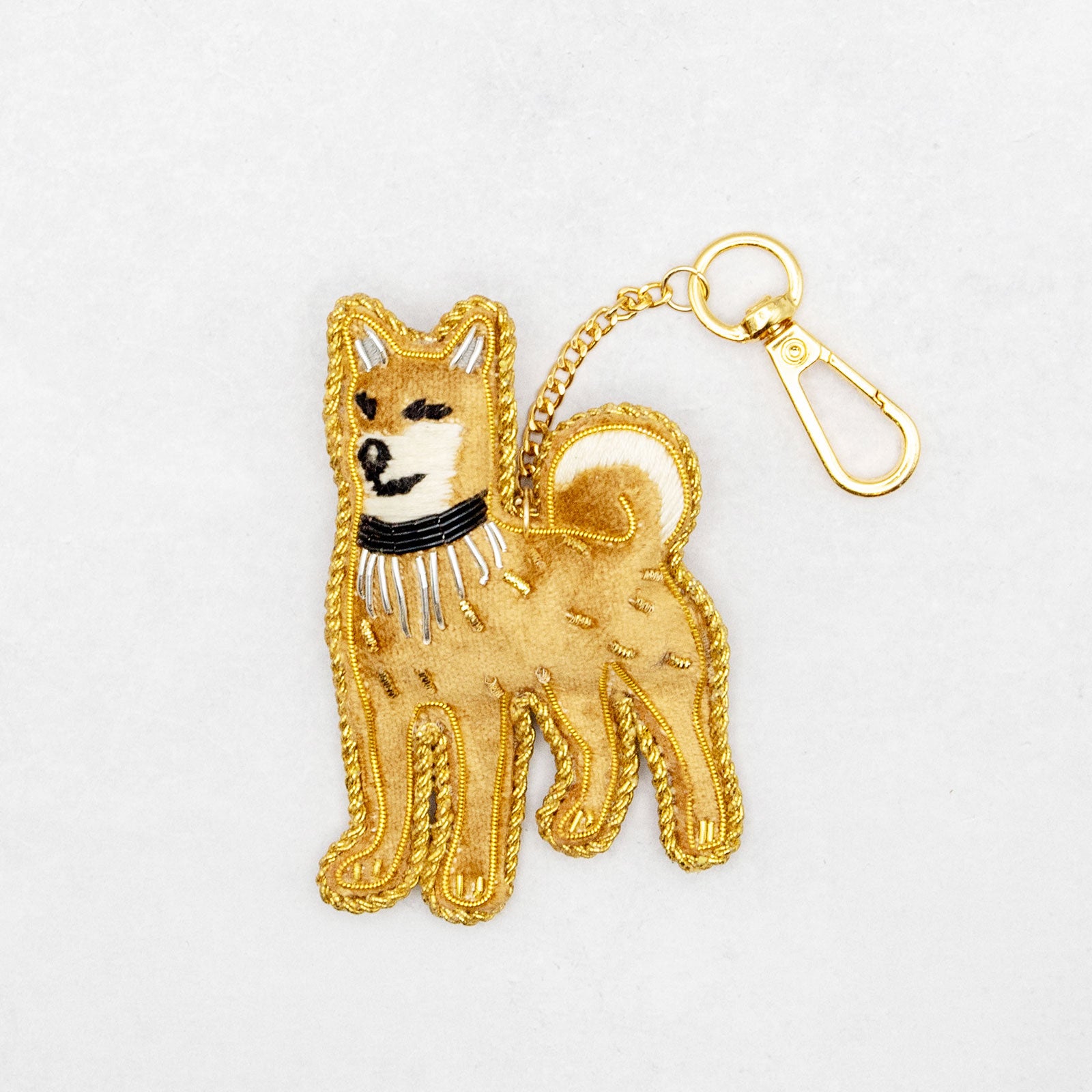 COTTAGE/コテージ　ザリ刺繍 キーホルダー シバイヌ