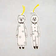 どーぶつしおり二枚入り (水玉りす兎)