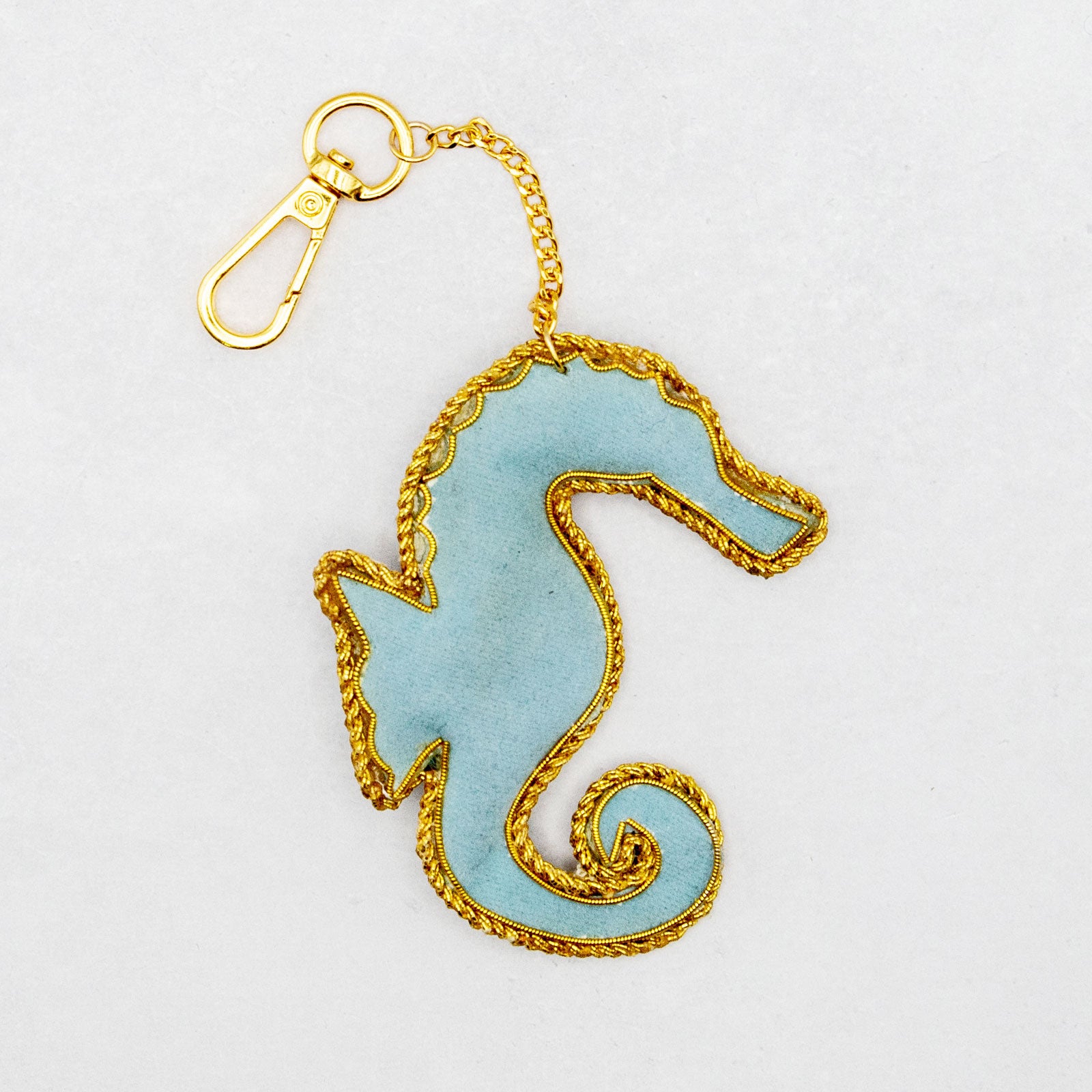 COTTAGE/コテージ　ザリ刺繍 キーホルダー タツノオトシゴ