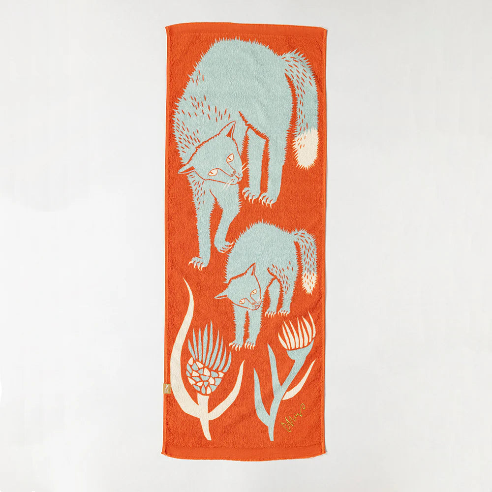 moritaMiW/モリタミウ　タオル手ぬぐい 威嚇するネコ親子