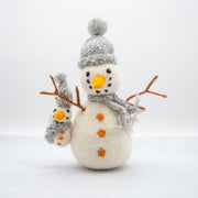 フェルト 親子雪だるま オブジェ