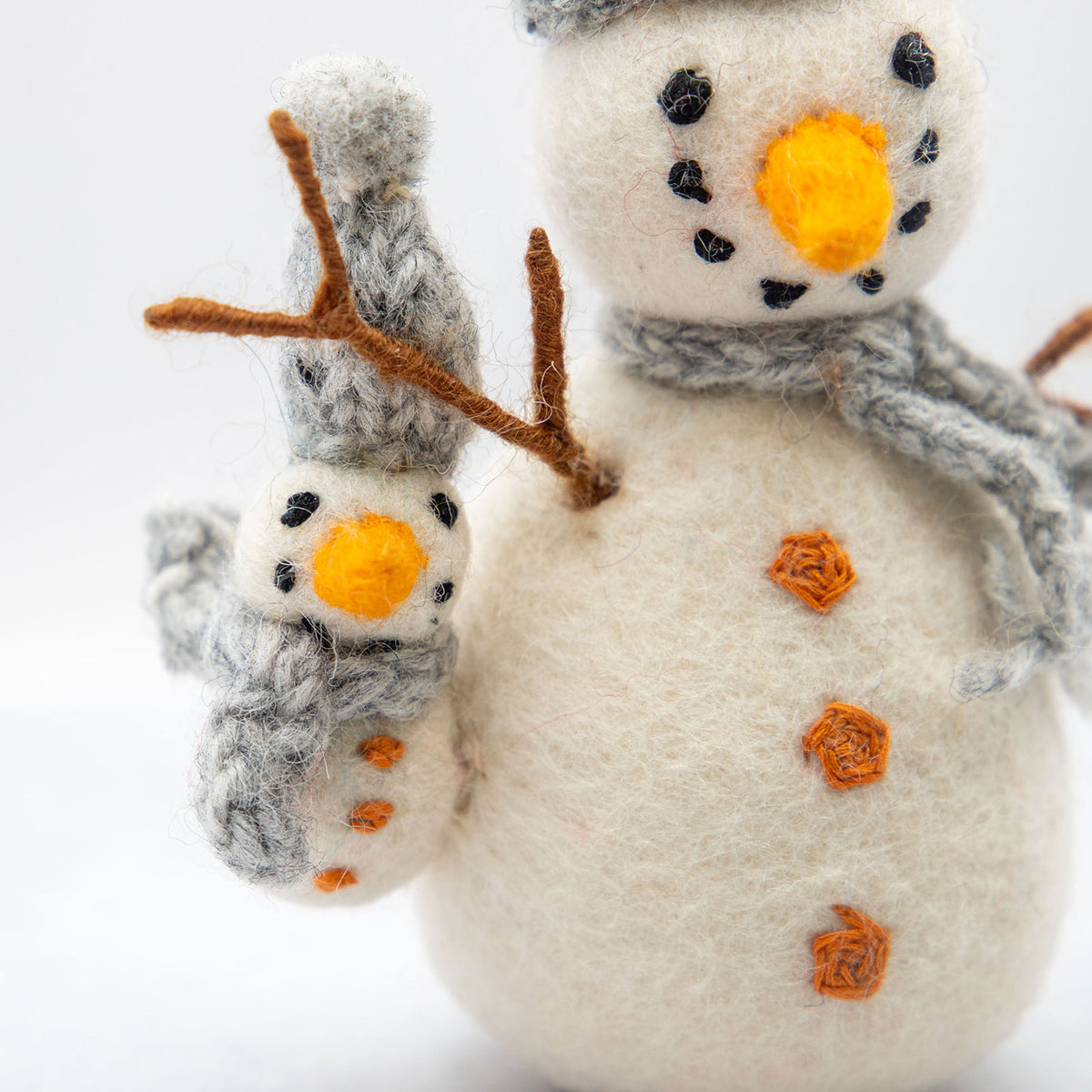 フェルト 親子雪だるま オブジェ
