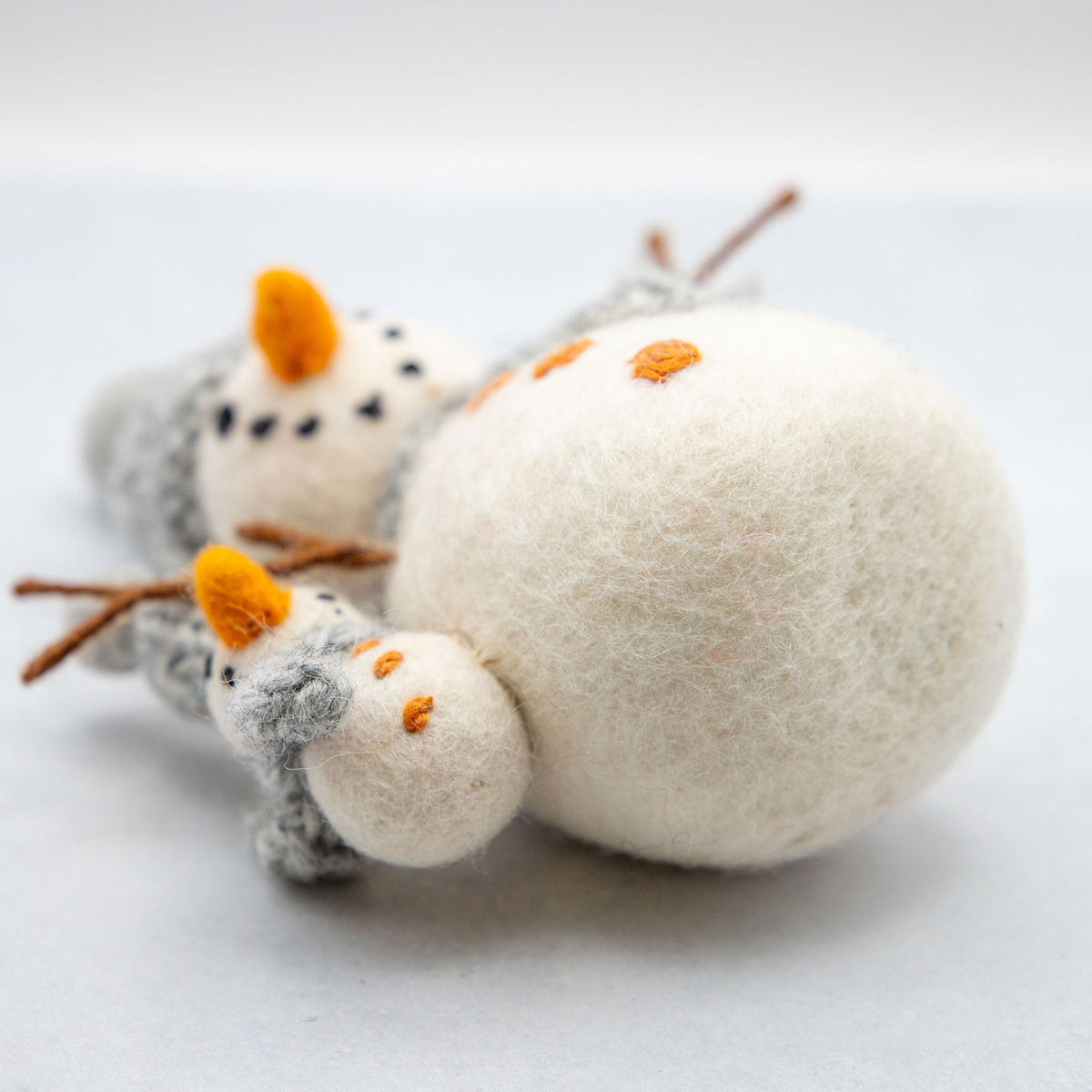 フェルト 親子雪だるま オブジェ