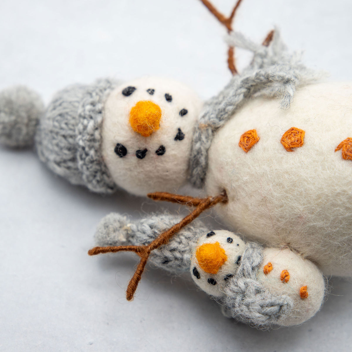 フェルト 親子雪だるま オブジェ