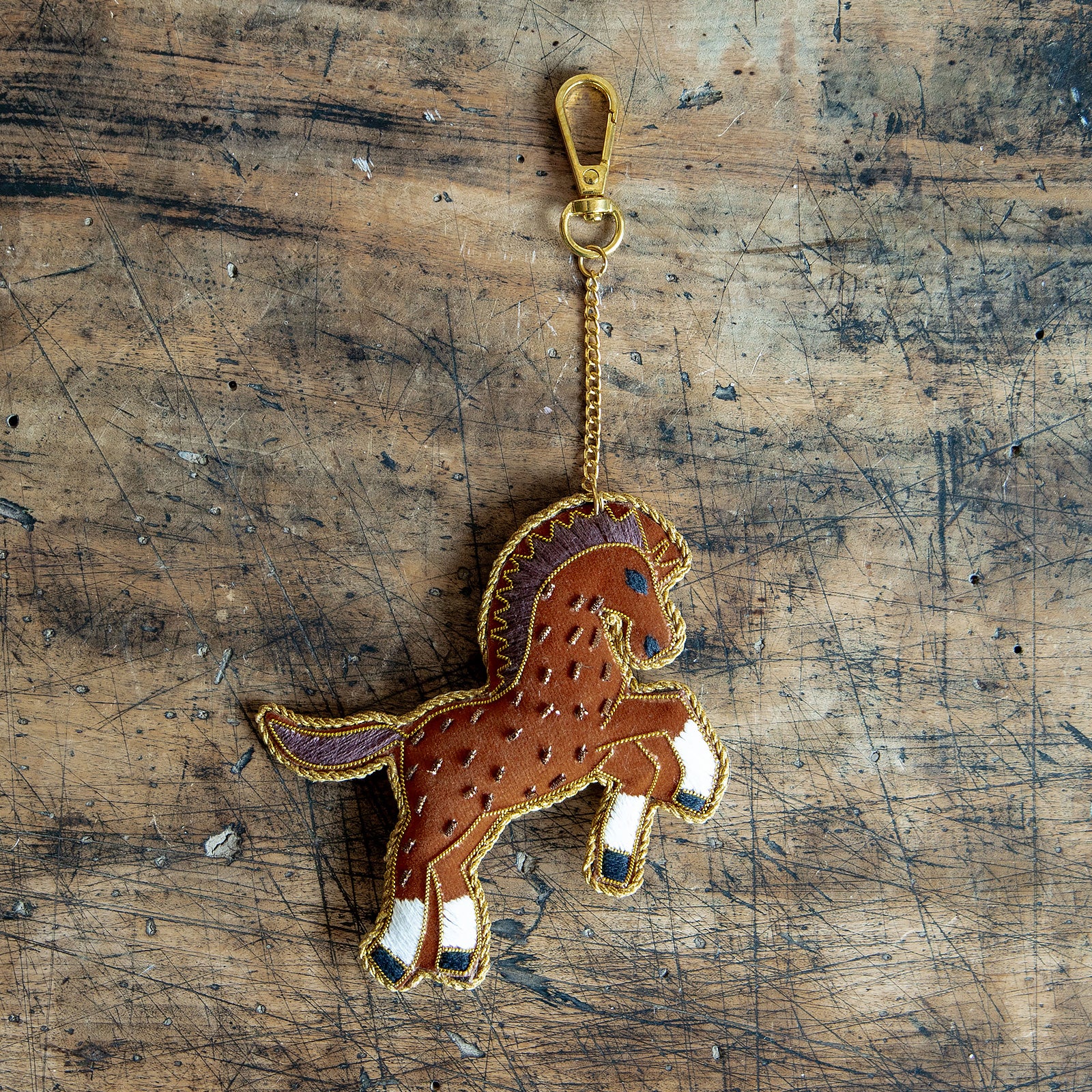 COTTAGE/コテージ　ザリ刺繍 キーホルダー ウマ