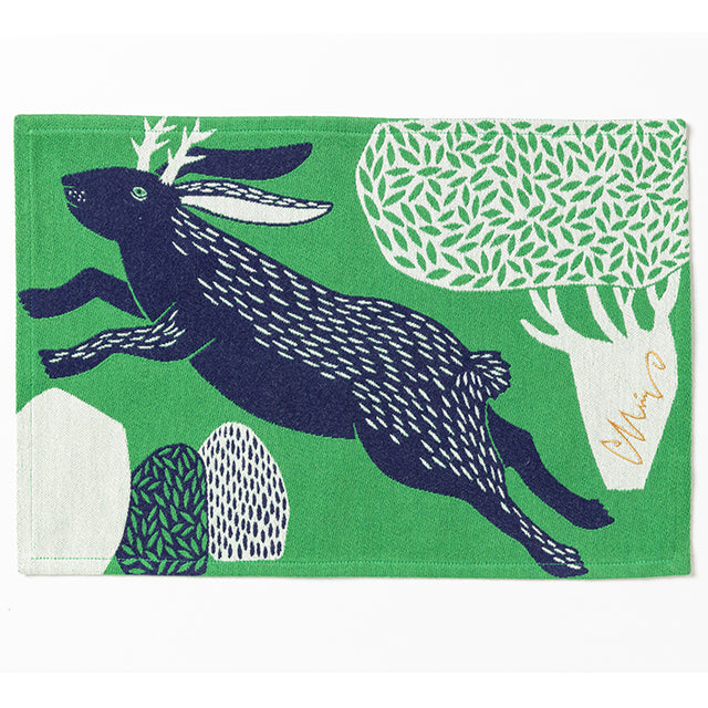 moritaMiW/モリタミウ　ランチョンマット 森を跳ぶツノウサギ