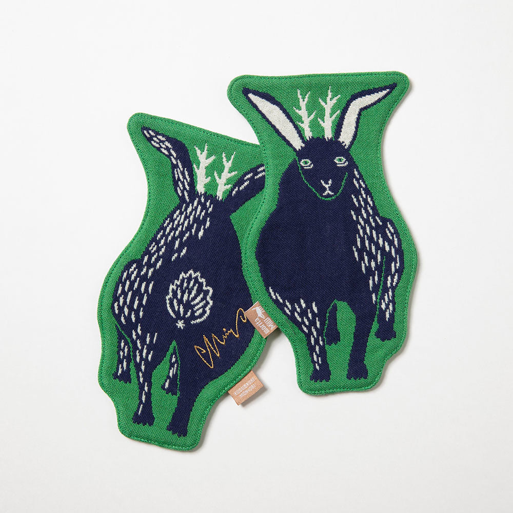 moritaMiW/モリタミウ　コースター 森を跳ぶツノウサギ