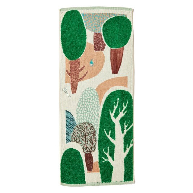 moritaMiW/モリタミウ　フェイスタオル 森のわが家 グリーン