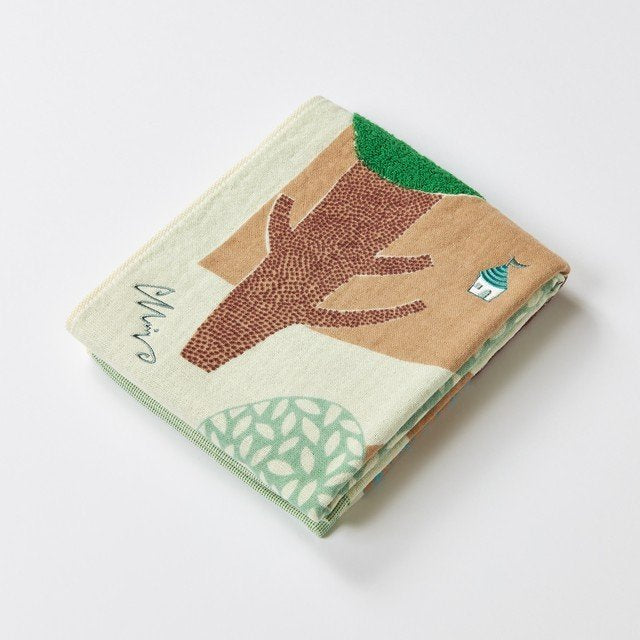 moritaMiW/モリタミウ　フェイスタオル 森のわが家 グリーン