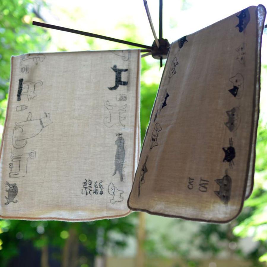 トラネコボンボン　リネンガーゼ 手ぬぐい