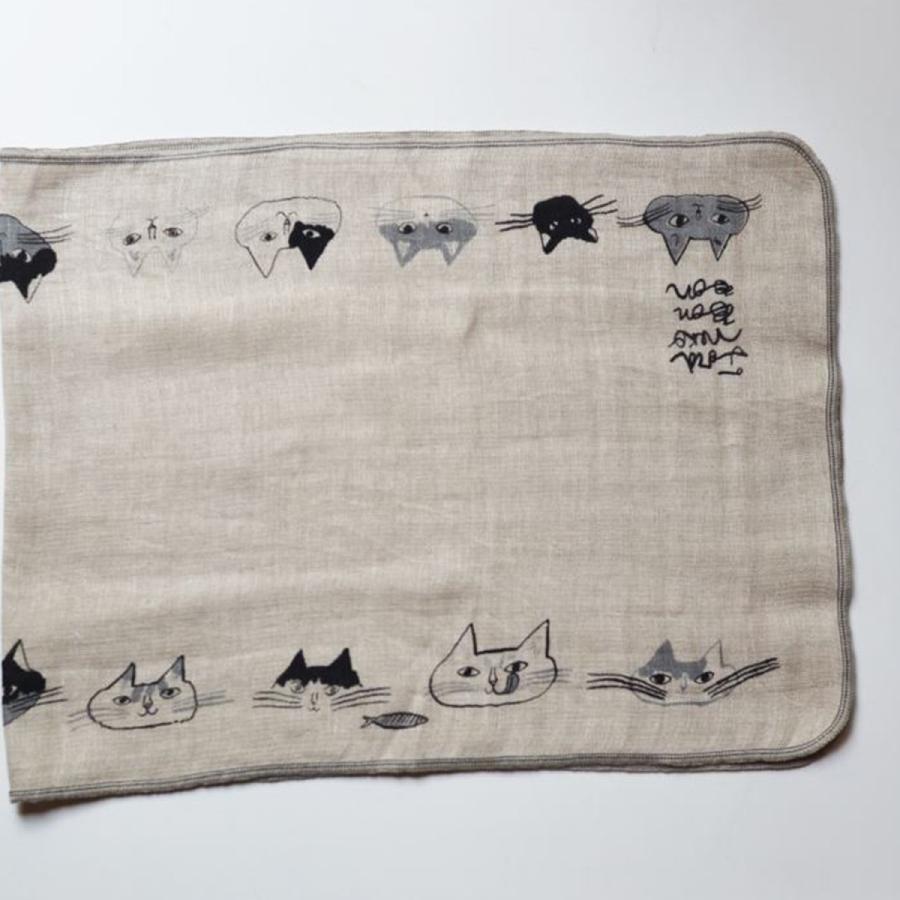 トラネコボンボン　リネンガーゼ 手ぬぐい