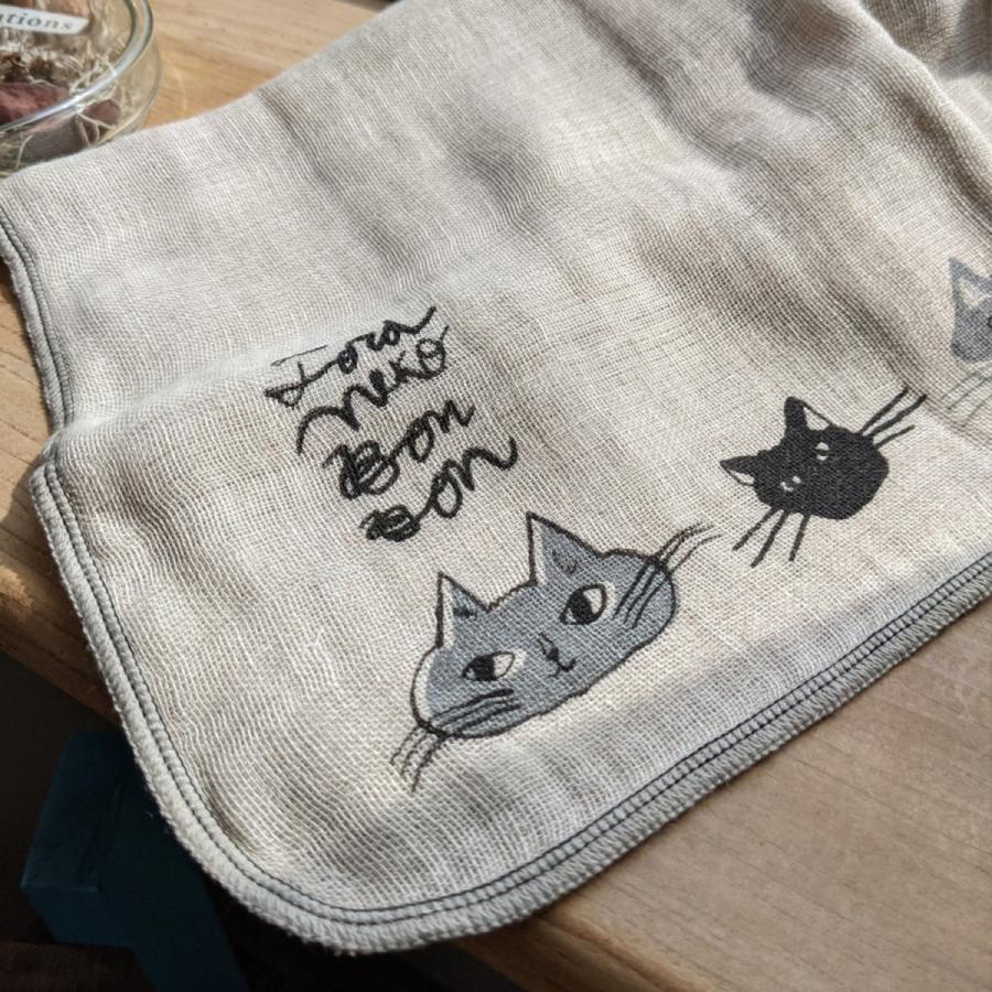 トラネコボンボン　リネンガーゼ 手ぬぐい