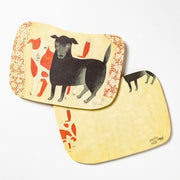 moritaMiW/モリタミウ　ポストカード 黒犬チョークと赤斑犬のテン